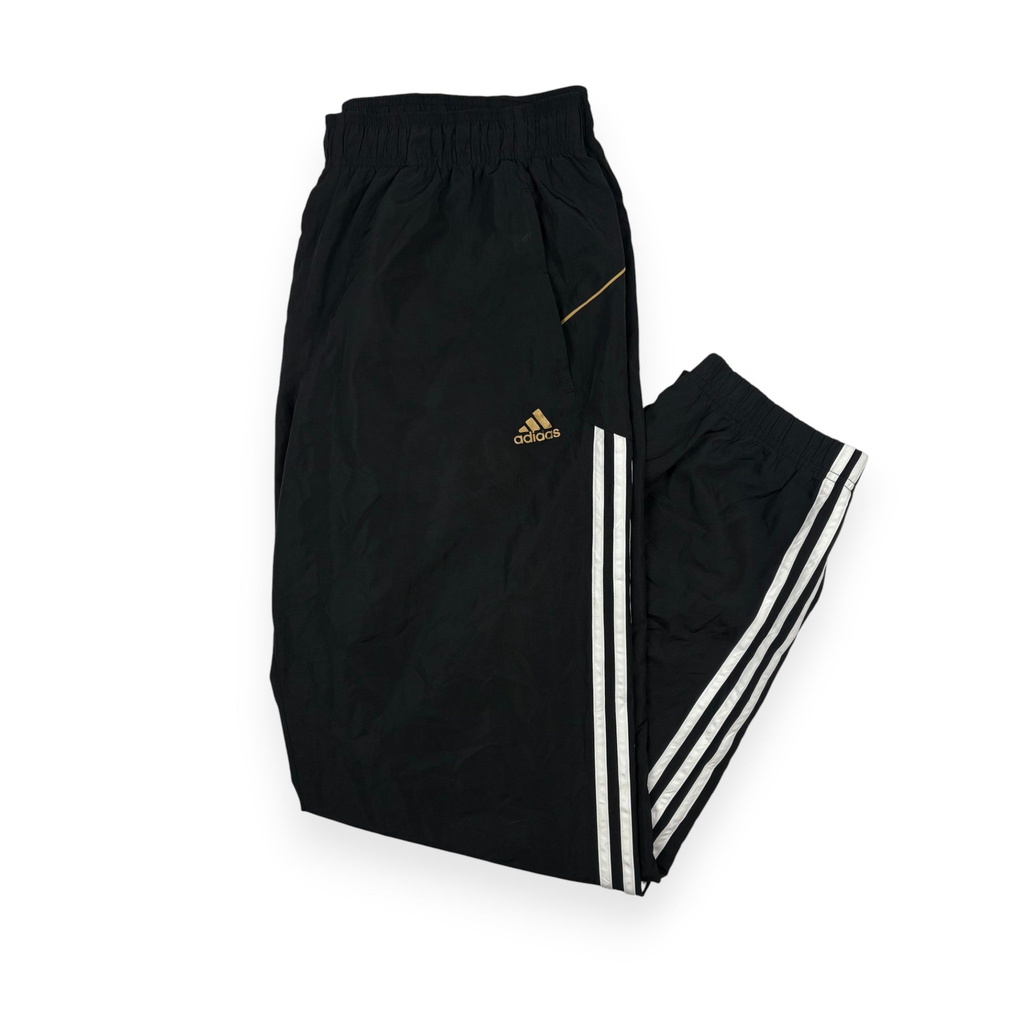 Adidas Trainingshose Schwarz mit weißen Streifen und goldenen Details
