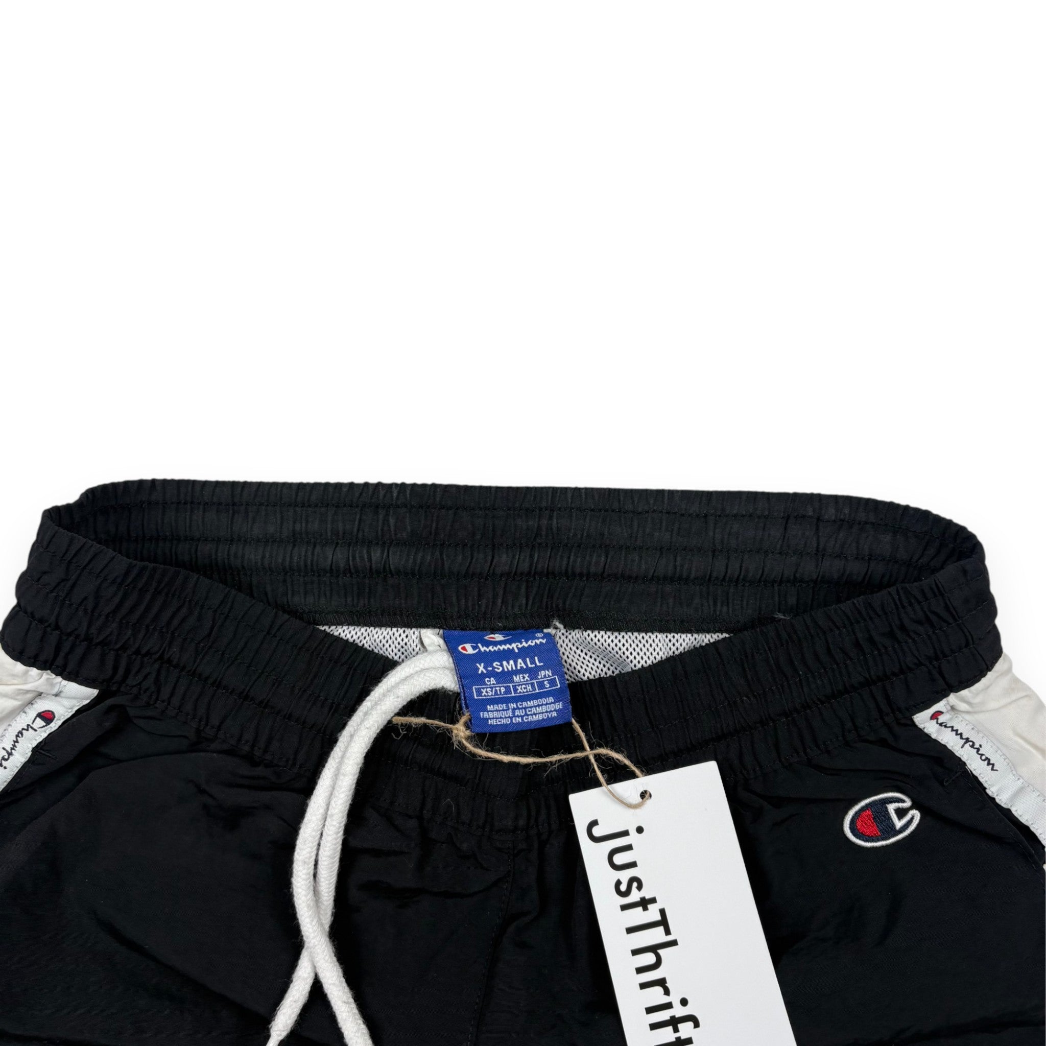 Champion Trackpants Schwarz mit weißen Tapestreifen