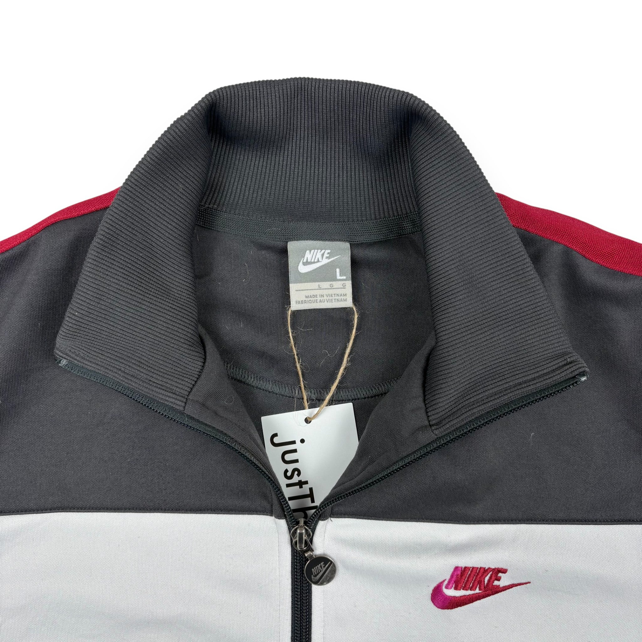 Nike Trackjacket Grau-Weiß mit roten Details
