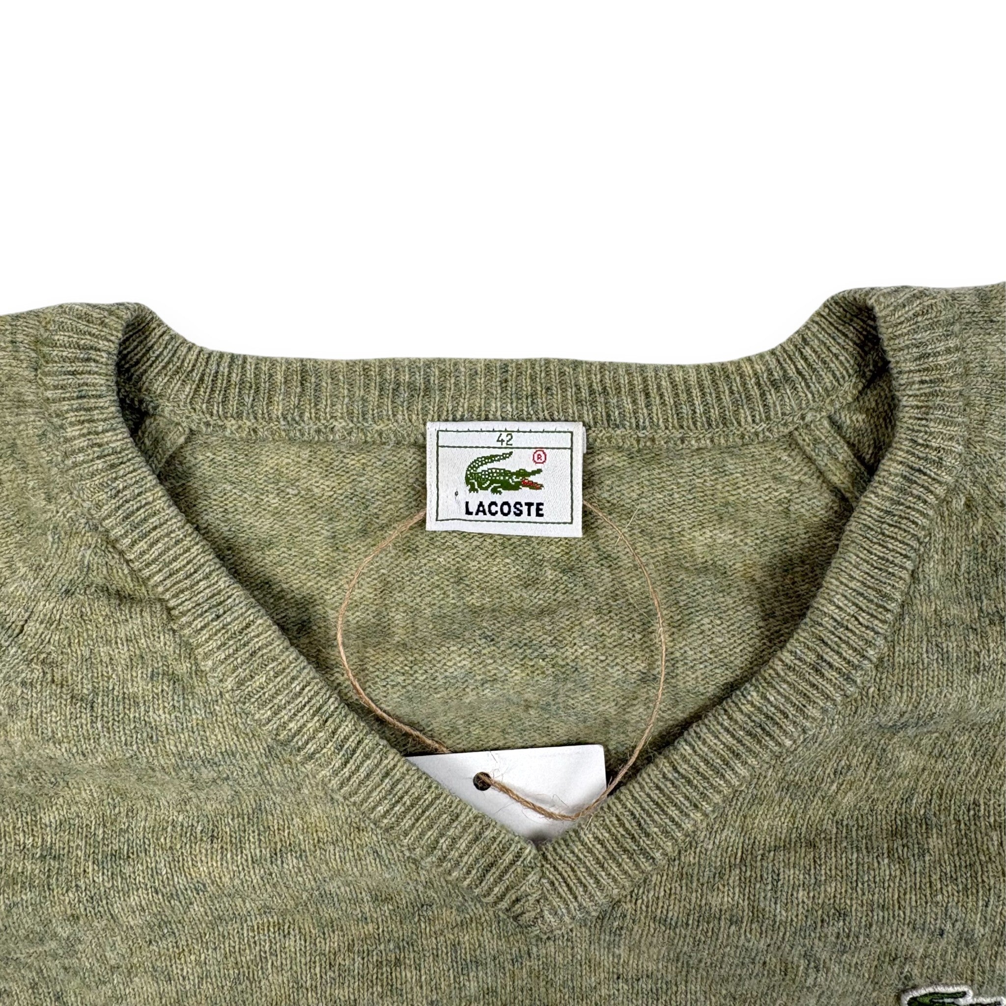 Lacoste V-Neck Strickpullover Salbeigrün
