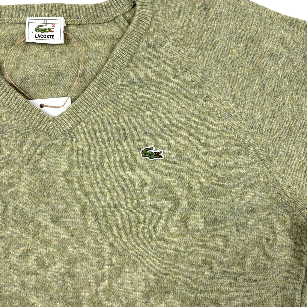 Lacoste V-Neck Strickpullover Salbeigrün