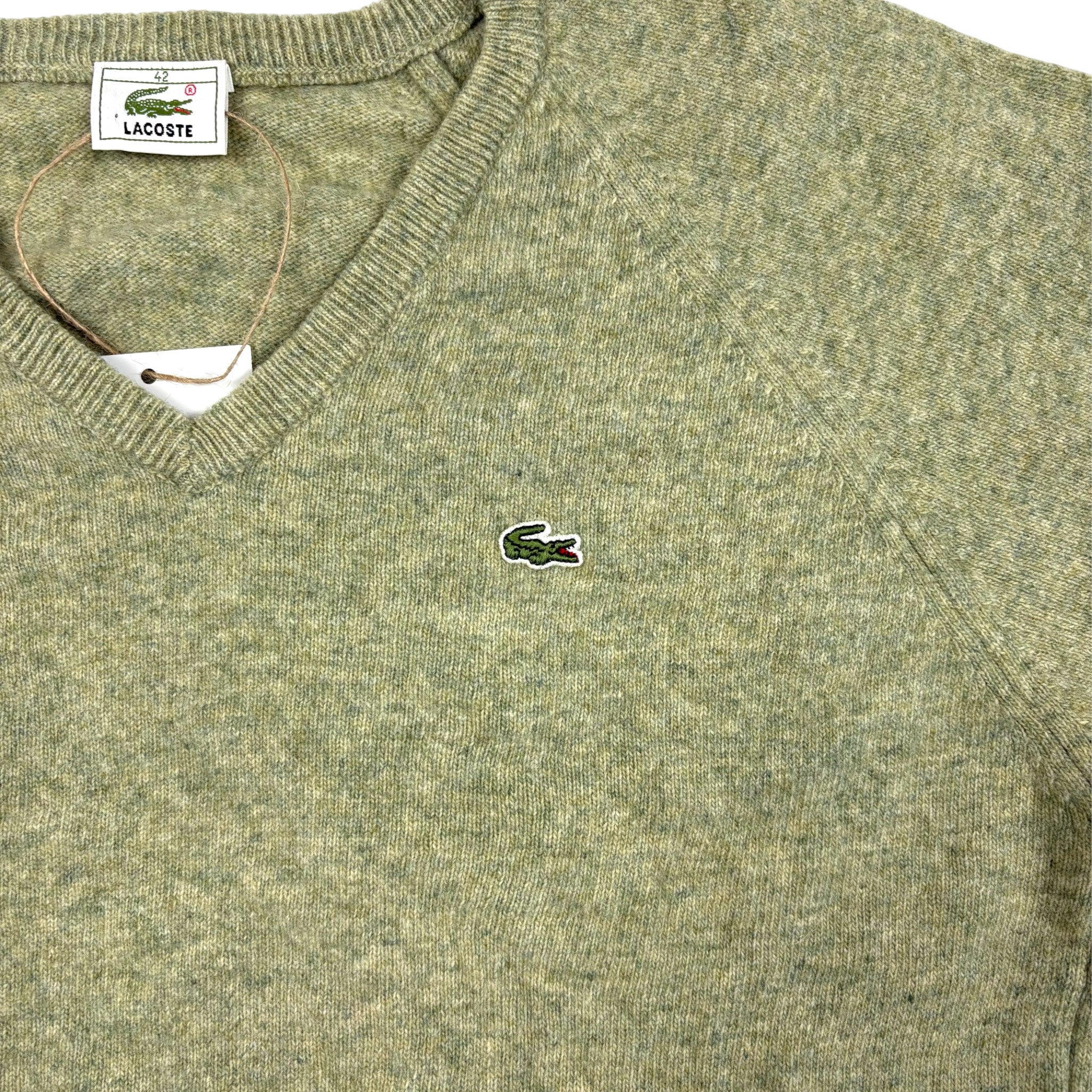 Lacoste V-Neck Strickpullover Salbeigrün