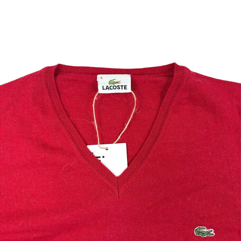 Lacoste V-Neck Strickpullover Rot