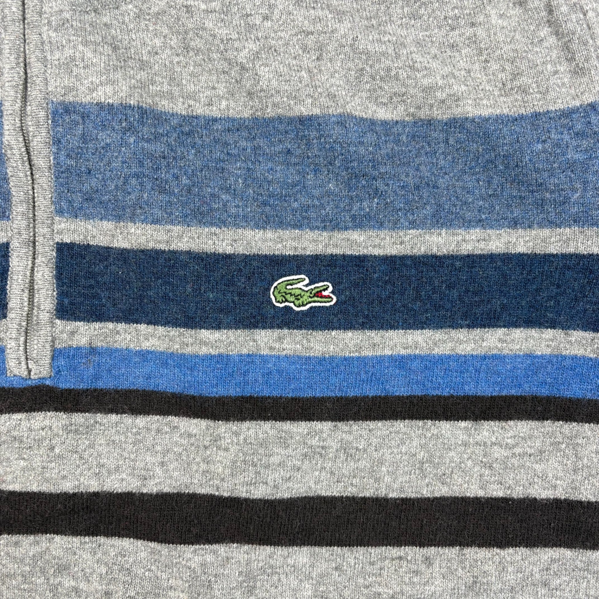 Lacoste Quarter-Zip Strickpullover Gestreift Grau/Blau