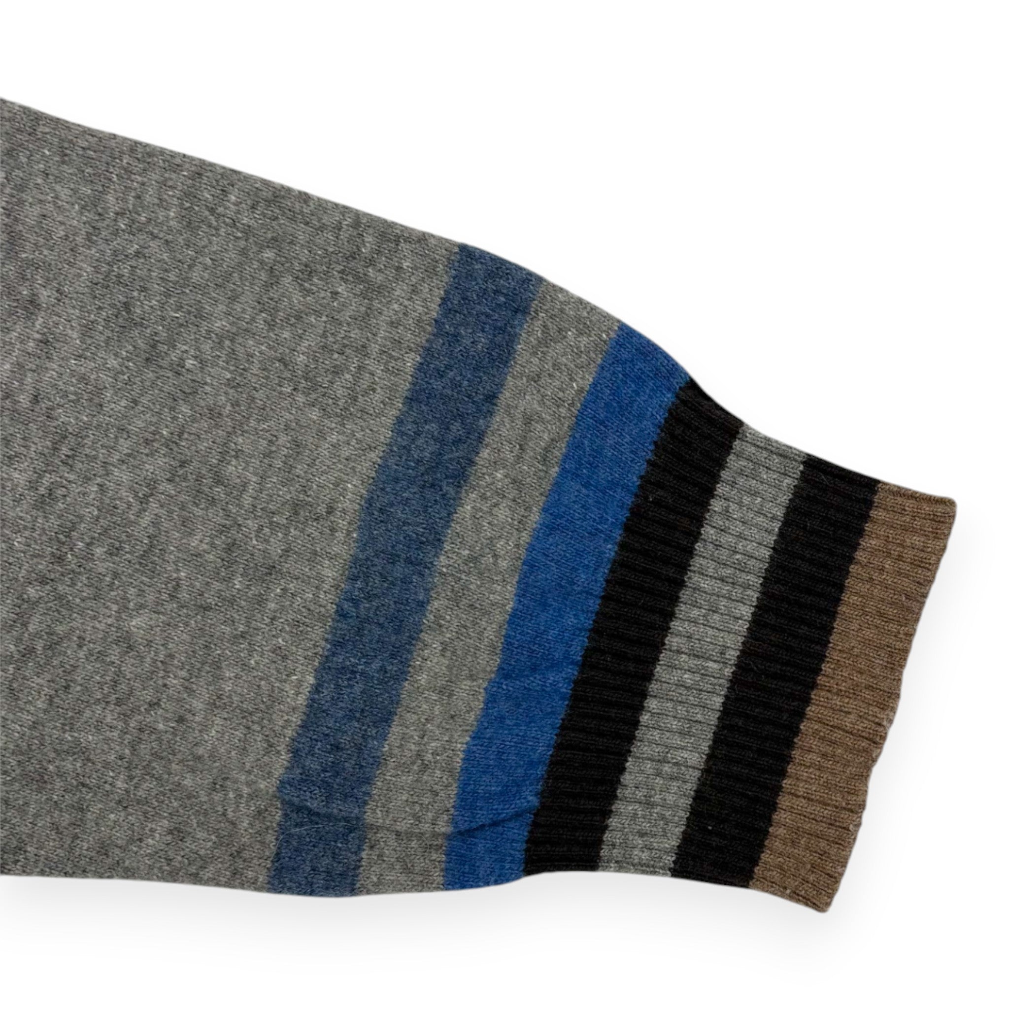 Lacoste Quarter-Zip Strickpullover Gestreift Grau/Blau