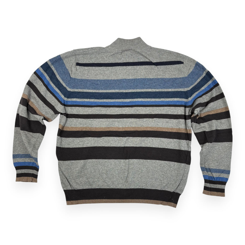 Lacoste Quarter-Zip Strickpullover Gestreift Grau/Blau