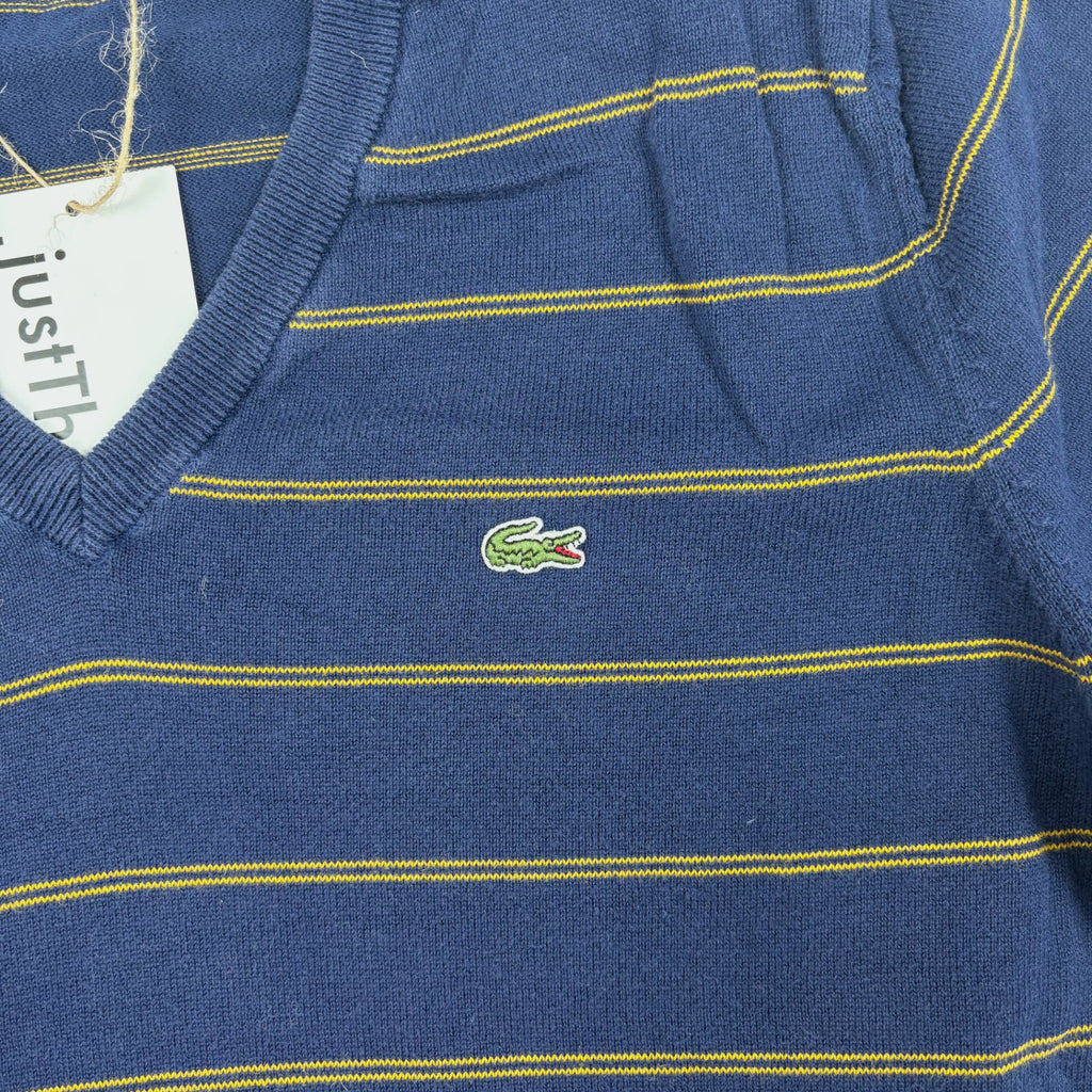 Lacoste V-Neck Pullover Dunkelblau Gestreift